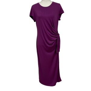 Peruvian Connection Angelina T-Shirt Dress Side Tie Purple SZ Large EUC Classic